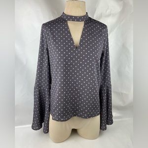 J.O.A. Los Angeles Polka Dot Mauve Long and dramatic sleeves Sz Small